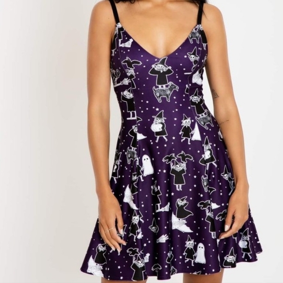 NWT Blackmilk Halloween Best Witch Friends Purple Print Dress NWT Blackmilk Halloween Best Witch Friends Purple Print Dress